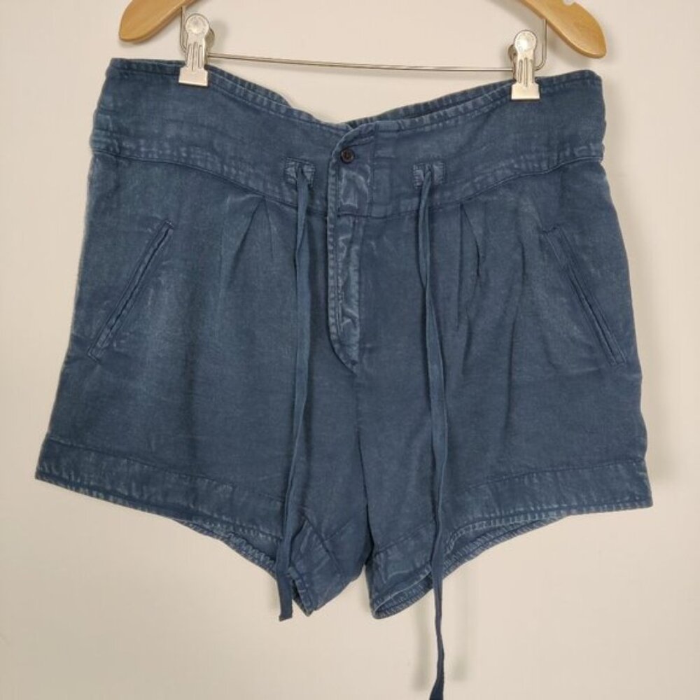 ba sh Women's High Waist Shorts Size 1 Blue Cotton Tailored Old Money Casual